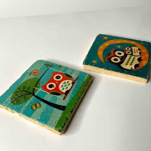 Set of Owl Hand Painted Tiles - Picture 4 of 6